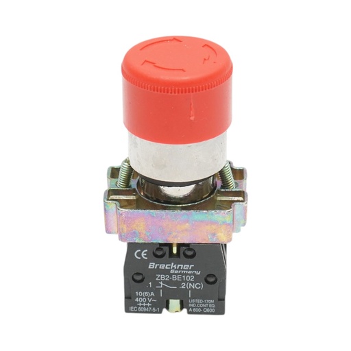 [AMAT6-123883] Buton comanda oprire de urgenta rosu cu deblocare prin rasucire 1NC, 400V/10A, 30mm LAY5