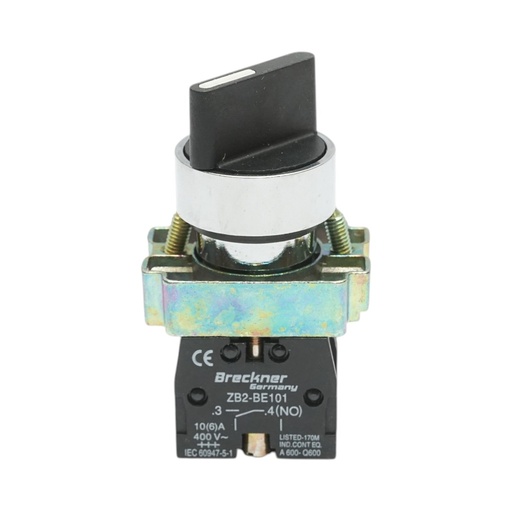 [AMAT6-123885] Selector 2 pozitii negru cu retinere 1NO+1NC, 400V/10A, LAY5-BD25