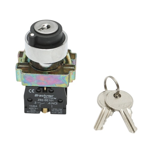 [AMAT6-123888] Selector 2 pozitii cu retinere si cheie 1NO, 400V/10A, LAY5-BG21