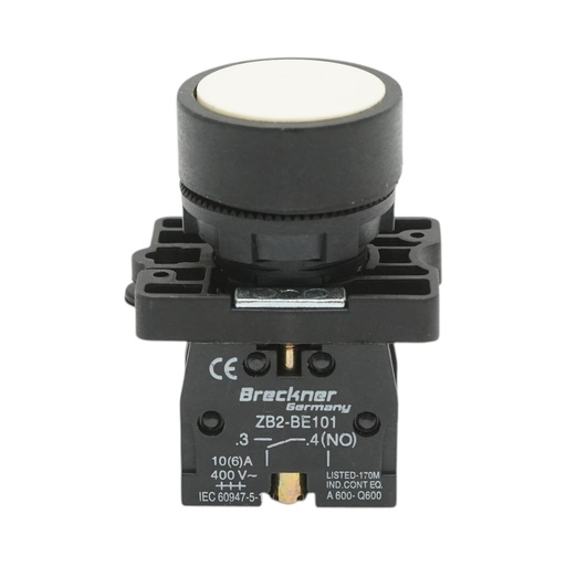 [AMAT6-123889] Buton comanda cu revenire alb 1NO+1NC, 400V/10A, LAY5