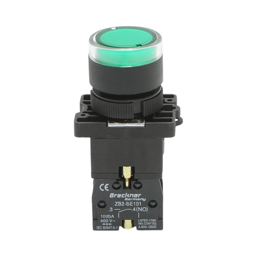 [AMAT6-123912] Buton indicator LED verde cu rezistenta integrata 1NO, 220V, LAY5