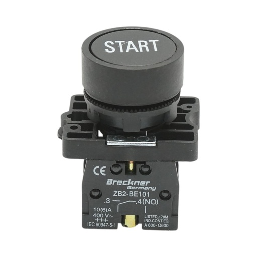 [AMAT6-123926] Buton comanda START negru cu revenire 1NO, 400V/10A, LAY5