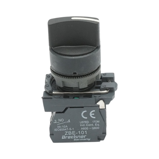 [AMAT6-123974] Selector 3 pozitii cu revenire negru 1NO+1NC, 24V/10A, TB5