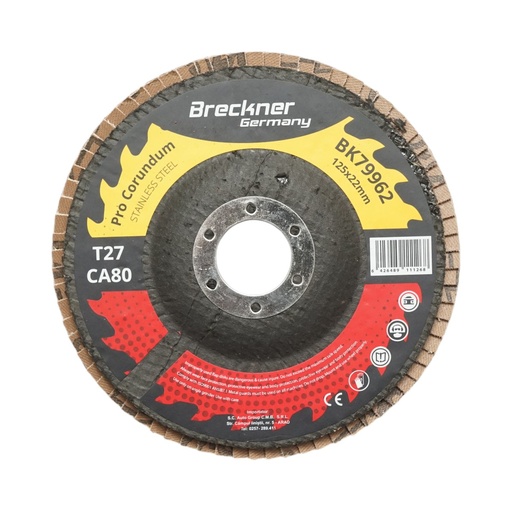 [AMAT6-123982] Disc lamelar abraziv corund 125x22mm T27 CA80 pentru slefuire/polizare inox si metal