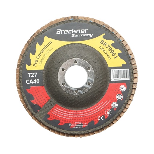 [AMAT6-123981] Disc lamelar abraziv corund 125x22mm T27 CA40 pentru slefuire/polizare inox si metal
