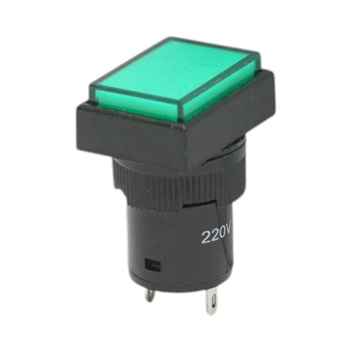 [AMAT6-124083] Indicator semnalizare industrial LED verde 220V Ø 16mm patrat