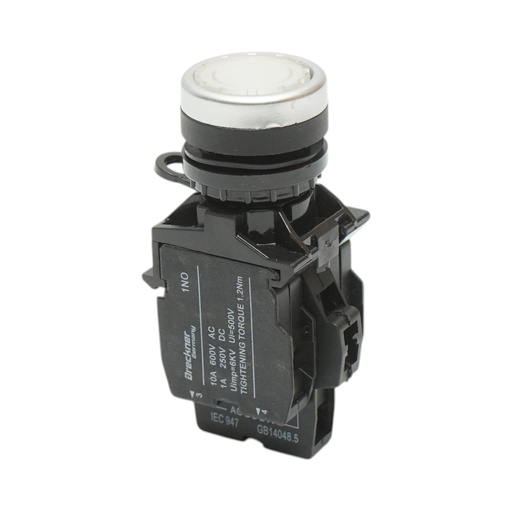 [AMAT6-124359] Buton comanda iluminat LED 24V AC/DC alb cu revenire 1NO+1NC, 10A/600V AC, 1A/250V DC LA42