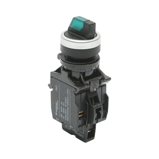 [AMAT6-124371] Buton selector iluminat 24V AC/DC LED verde cu 2 pozitii 1NO+1NC, 10A/600V AC, 1A/250V DC LA42