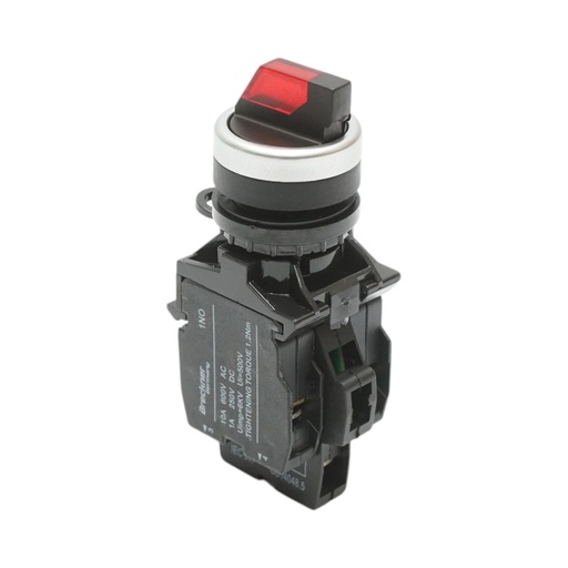 [AMAT6-124379] Buton selector iluminat 220V AC LED rosu cu 2 pozitii 1NO+1NC, 10A/600V AC, 1A/250V DC LA42