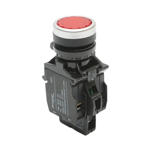 [AMAT6-124387] Buton comanda iluminat LED 220V AC rosu cu revenire 1NO+1NC, 10A/600V AC, 1A/250V DC LA42