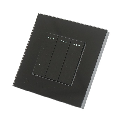 [AMAT6-124515] Intrerupator triplu cap scara negru incastrat 220V, 16AX, indicator luminos, rama sticla 86x86x34mm