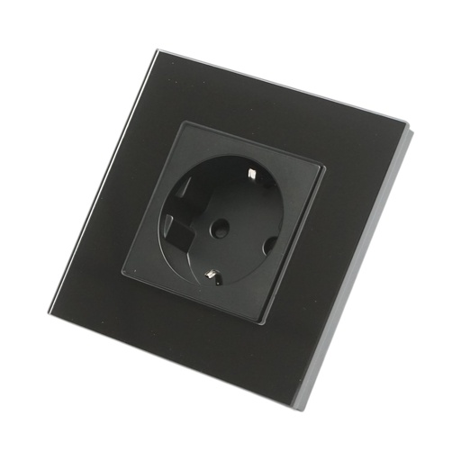 [AMAT6-124518] Priza schuko neagra 220V, 16A, rama sticla 86x86x34mm
