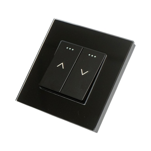 [AMAT6-124522] Intrerupator jaluzele dublu negru incastrat 220V, 16AX, indicator luminos, rama sticla 86x86x34mm