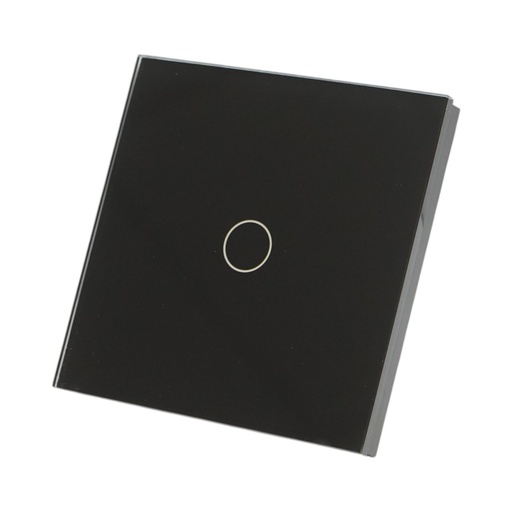 [AMAT6-124524] Intrerupator touch negru simplu 220V, indicator luminos, rama sticla 86x86x34mm