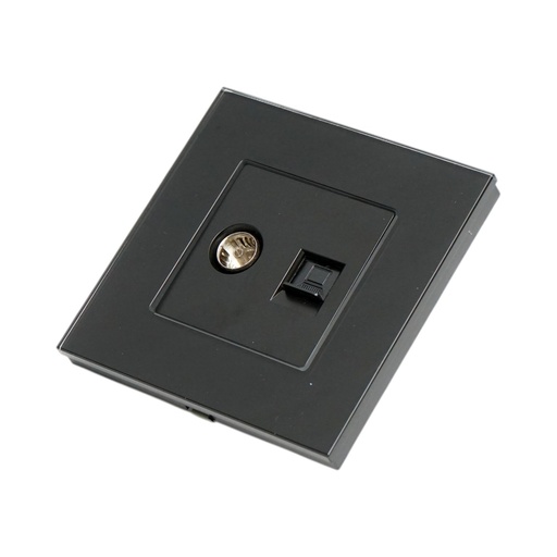 [AMAT6-124528] Priza TV + internet CAT5e RJ45, rama sticla neagra 86x86mm