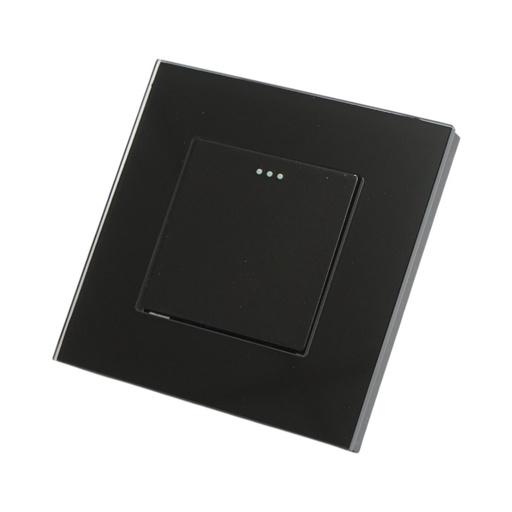 [AMAT6-124540] Intrerupator cap scara negru incastrat 220V, 16AX, indicator luminos, rama sticla 86x86x34mm