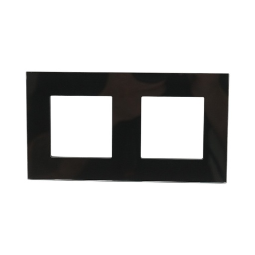 [AMAT6-124547] Rama dubla sticla neagra priza si intrerupator 86x157mm