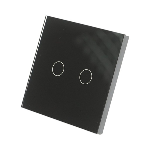 [AMAT6-124554] Intrerupator touch dublu negru 220V, indicator luminos, rama sticla 86x86x34mm