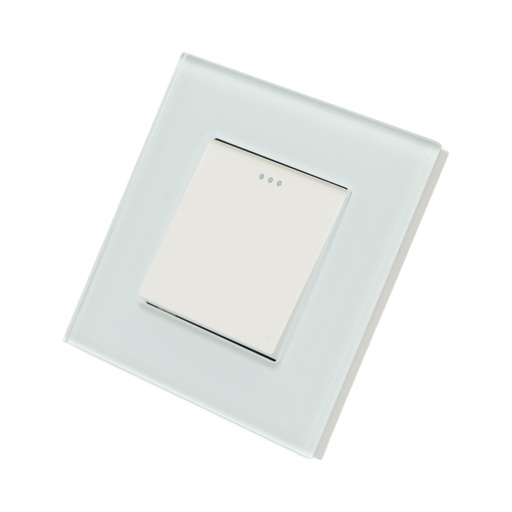 [AMAT6-124558] Intrerupator cap scara alb incastrat 220V, 16AX, indicator luminos, rama sticla 86x86x34mm