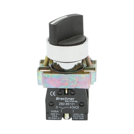 [AMAT6-124564] Selector 2 pozitii negru cu revenire 1NO+1NC, 400V/10A, LAY5