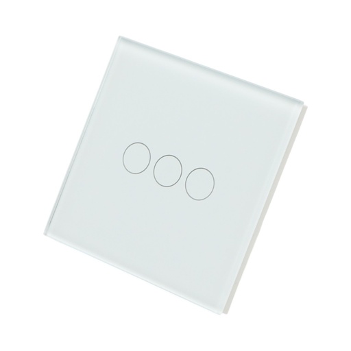 [AMAT6-124577] Intrerupator touch triplu cap scara alb 220V, indicator luminos, rama sticla 86x86x34mm