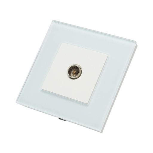 [AMAT6-124584] Priza TV alba incastrata cu rama din sticla 86x86mm