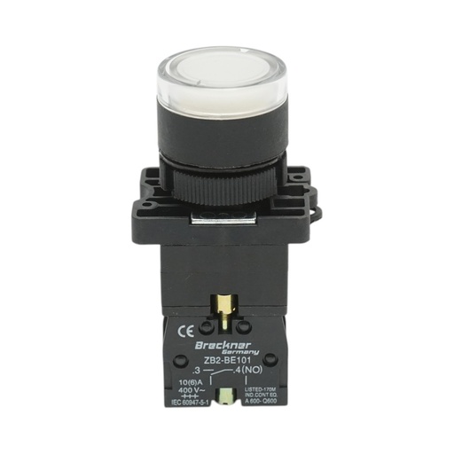 [AMAT6-124725] Buton indicator LED alb cu rezistenta integrata 1NO, 220V, LAY5