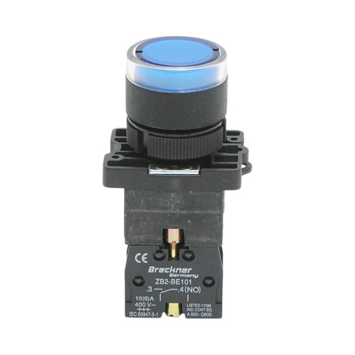 [AMAT6-124727] Buton indicator LED albastru cu rezistenta integrata 1NO, 24V, LAY5