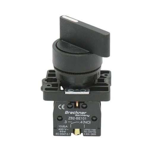 [AMAT6-124734] Selector 2 pozitii negru cu retinere 1NO, 400V/10A, LAY5-EJ21