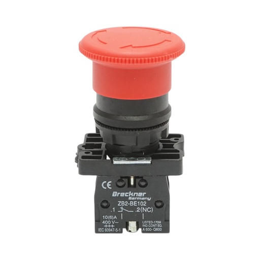 [AMAT6-124802] Buton comanda oprire de urgenta rosu cu deblocare prin rasucire 40mm, 1NC, 400V/10A LAY5