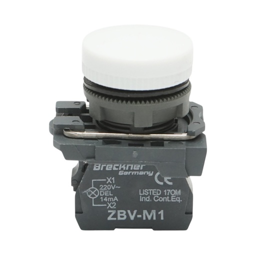 [AMAT6-124871] Indicator semnalizare LED alb 1NO+1NC, 220V, 14mA, TB5