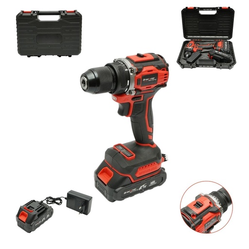 [AMAT6-125386] Masina de gaurit si insurubat cu percutie, 2 acumulatori 21V, 1.5Ah Li-ion, LED, brushless, 40Nm, mandrina 10mm, 0-350/1350rpm