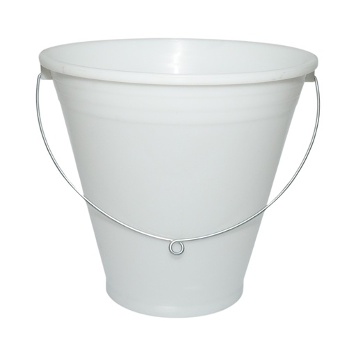 [AMAT6-125501] Galeata plastic hranire animale 12L alba cu maner metalic