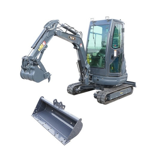 [AMAT6-125507] Mini excavator 2T cu cabina, motor diesel 25CP (18.4KW), adancime sapare 2120mm, capacitate ridicare 350Kg, 2 cupe incluse 400/770mm THOR
