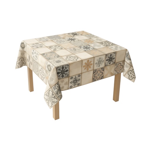 [AMAT6-125614] Rola fata de masa decorativa PVC 1.37x20m, grosime 0.18mm, textil 45 g/mp, model mozaic natur