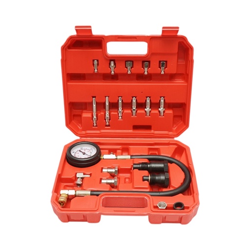 [AMAT6-125775] Trusa tester compresie motoare diesel cu manometru mecanic 0-70 bar 19 piese