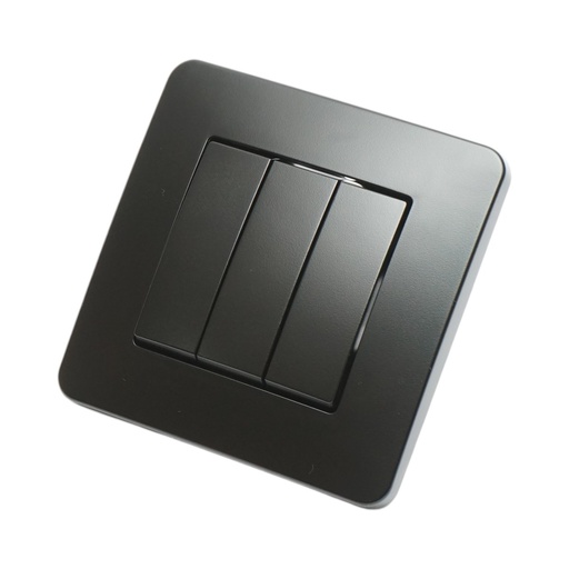 [AMAT6-126103] Intrerupator triplu negru incastrat 220V, 10AX, PC 80x80mm