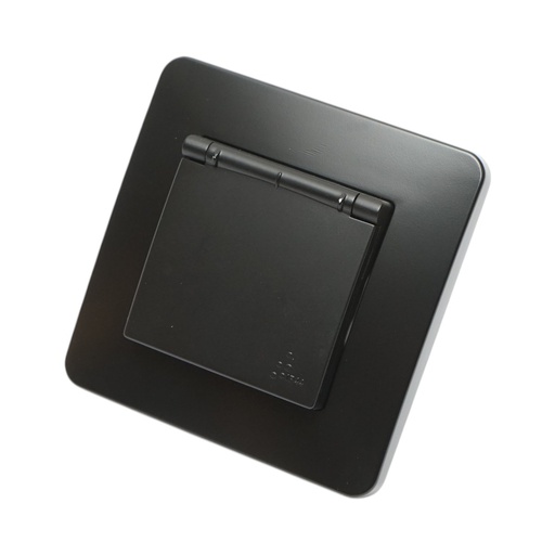 [AMAT6-126131] Priza schuko neagra incastrata 220V, 16A, PC cu capac de protectie IP44 80x80mm