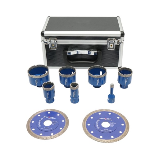 [AMAT6-126163] Set 7 carote diamantate 10-68mm, filet interior M14 + 2 discuri 115, 125mm pentru placi ceramice, marmura, granit