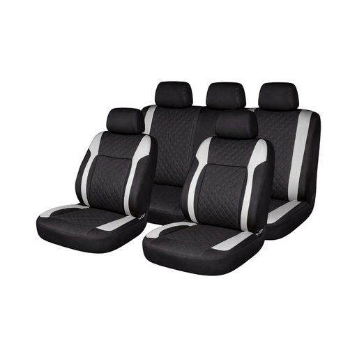 [AMAT6-126994] Set huse scaune auto universale negru-gri Diamond, piele ecologica matlasata 9 piese