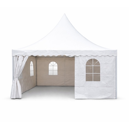 [AMAT6-127065] Cort evenimente pavilion tip pagoda 5x5m, alb impermeabil UV, acoperis PVC 750g/m2, cadru otel-aluminiu 48x48x2.5mm