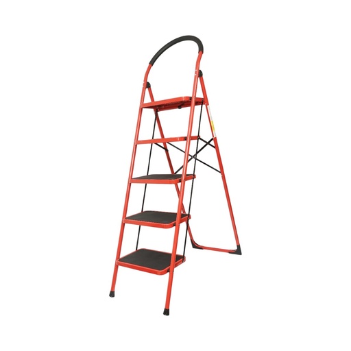 [AMAT6-127218] Scara pliabila otel 5 trepte antiderapante, inaltime 165cm, sarcina maxima 150kg rosie