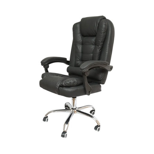 [AMAT6-127321] Scaun de birou ergonomic directorial cu suport lombar, piele ecologica neagra, rotativ, spatar si inaltime reglabile