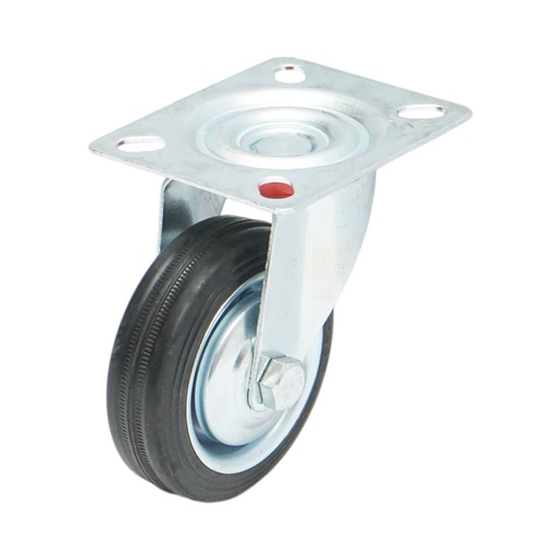 [AMAT6-127474] Roata pivotanta industriala 75x22mm fara frana, cauciuc plin negru, placa otel 80x66mm 35kg