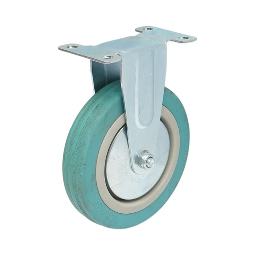 [AMAT6-127498] Roata fixa 125x27mm fara frana, cauciuc plin albastru, placa otel 100x59mm 60kg