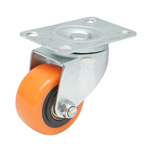 [AMAT6-127504] Roata pivotanta 64x31mm fara frana, PVC portocaliu, placa otel 94x63mm 60kg