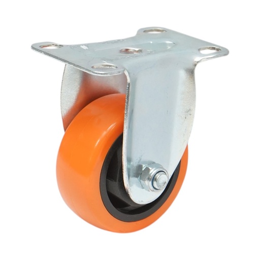 [AMAT6-127509] Roata fixa 75x31mm fara frana, PVC portocaliu, placa otel 94x63mm 80kg