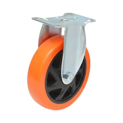 [AMAT6-127511] Roata fixa 125x31mm fara frana, PVC portocaliu, placa otel 94x63mm 100kg