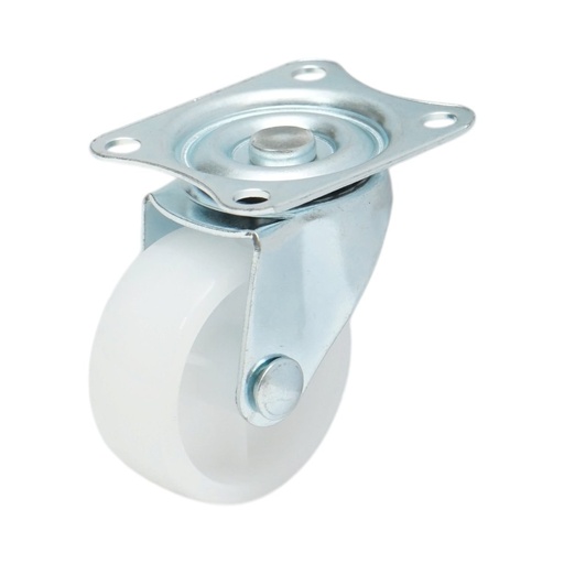 [AMAT6-127530] Roata pivotanta 40x17mm fara frana, polipropilena alba, placa otel 45x38mm 20kg