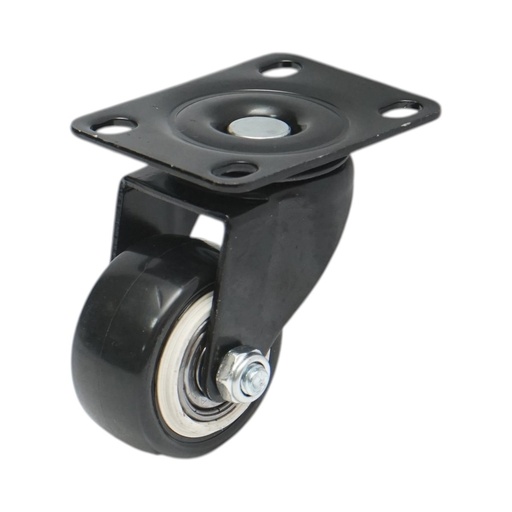 [AMAT6-127544] Roata pivotanta 42x21mm fara frana, PVC negru, placa otel 60x43mm 30kg